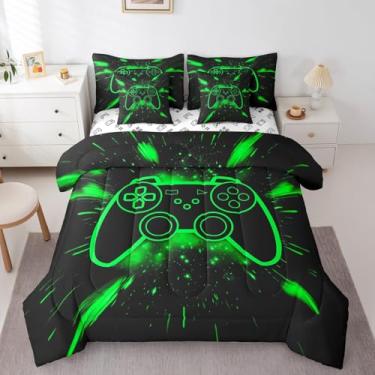 Imagem de Feelyou Jogo de cama infantil casal, galáxia, jogo de edredom com console de jogos moderno, 7 peças, conjunto de cama para meninos e meninas, 7 peças