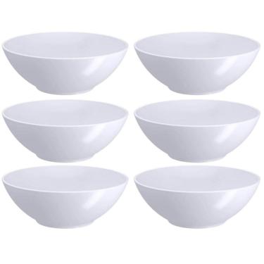 Imagem de Kit 6 Cumbucas Servir 500ml Tigelas de Plástico Branco Bowl Multiuso Coza