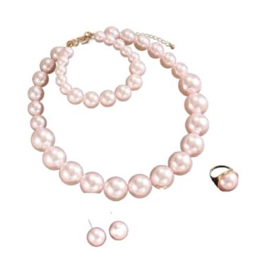 Imagem de Yecomsy Conjuntos de joias de imitação de pérola para formatura, gargantilha de pérola, colar, brincos para noivas, casamentos, formaturas, bijuterias, Pérola, Sem Pedra Preciosa