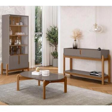 Imagem de Conjunto Sala Felix Cinza Pérola Cedro