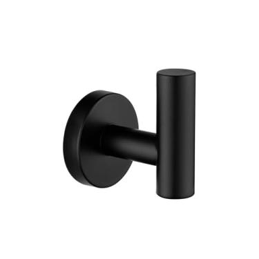 Imagem de Acessórios de banheiro preto cromado - Suporte para papel higiênico com anel para toalha - Aço inoxidável, gancho 1