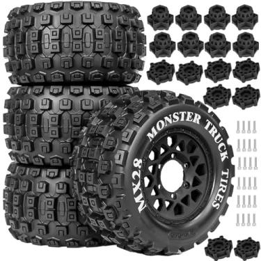 Imagem de MX28 2.8" Tires and Wheels with 12mm/14mm Hex Upgrade Parts for 1/10 ARRMA Big Rock, Granite, VORTEKS 3S/Stampede, Rustler, Hoss RC Trucks 4pcs/Set(Black)