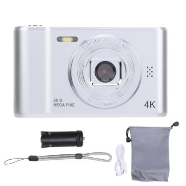 Imagem de Câmera digital de 50mp Lens dupla Anti que segma a tela de 2,4 polegadas de 2,4 polegadas Câmera compacta portátil para crianças Vlog (Prata)