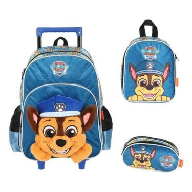 Imagem de Kit Mochila Carrinho Em Pelúcia 3D  Patrulha Canina