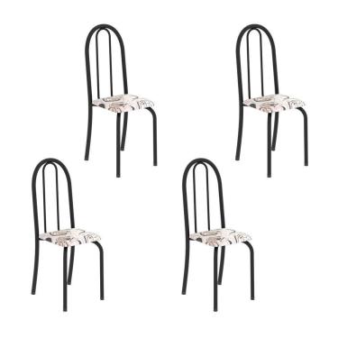 Imagem de Kit 4 Cadeiras Tubular 96x36x41 Cm Iris B Arabesco / Preto