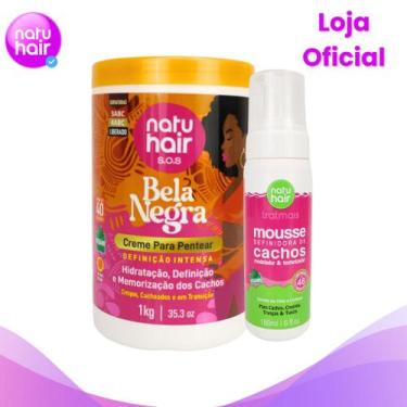 Imagem de Kit Creme para pentear Bela Negra + Mousse Definidora de Cachos Natuha