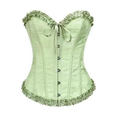 Imagem de Top Corset Floral Gótico plus Size Overbust Push up Lace up Bustier Vi