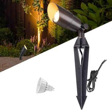 Imagem de Noobibaba - Holofote De Latão Maciço Para Paisagens, Luminária Bronze Baixa Tensão 12 V Com Lâmpada Led Mr16 5 W, Branco Quente, À Prova D'Água Áreas Externas, Ideal Jardim, Pátio, Gramado E Quintal