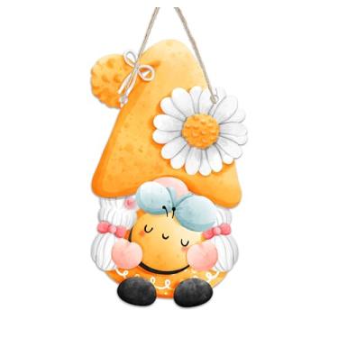 Imagem de Placa de boas-vindas para pendurar Summer Gnomos - Cabide de porta de madeira com cordas de sisal - Decorações de verão para sala de estar, praia, café, bar, lembrancinha de festa e acessórios - A08