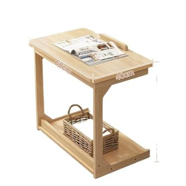 Imagem de Mesa lateral de sofá de madeira maciça móvel pequena mesa de centro lateral armário simples mesa pequena suporte (amarelo)