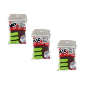 Imagem de Kit 3 Esponjas Mágica Limpeza Pesada Inox Panelas Fornos - Magic Clean