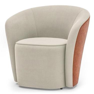 Imagem de Poltrona Sala Orgânica Petit Decorativa Veludo Couro Marrom - BRUMAGE,