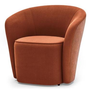 Imagem de Poltrona Sala Orgânica Petit Decorativa Veludo Couro Marrom - BRUMAGE,