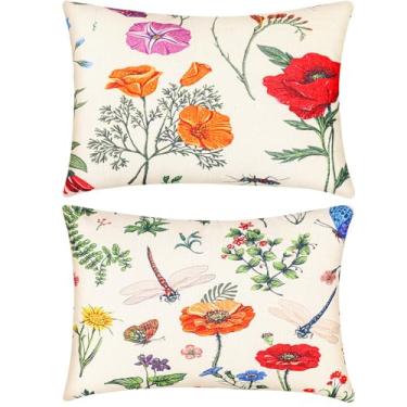 Imagem de Juexica Pacote com 2 almofadas de cabeça para cadeira de praia ao ar livre com alça 40,6 x 28,8 cm colorido floral rede lombar descanso reclinável travesseiro para cadeira de escritório de praia