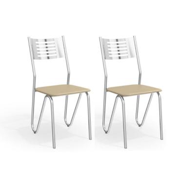 Imagem de Cadeira De Cozinha Nápoles 2c045cr Aço Kit 2 Uni Cromada-nude 16 - Kappesberg