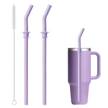 Imagem de Bluwing Copo de viagem Press in Straw para Hydro Flask 1,134 g, canudo de silicone de substituição para Hydro Flask 20/28/32/1,134 g (2 peças roxas)