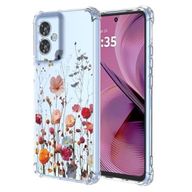 Imagem de RRXSYXL Capa para Moto G55 5G com estampa floral transparente, capa macia à prova de choque para Motorola G55 5G, linda flor