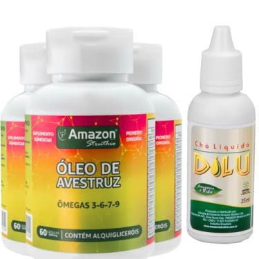 Imagem de Kit 3 Óleo De Avestruz Capsula + 1 Frasco De Magnésio Dilu