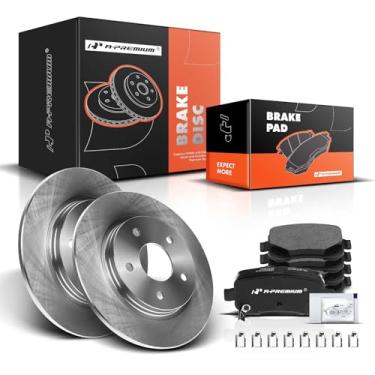 Imagem de A-Premium Kit De Rotores Freio A Disco Sólido Traseiro 12,01 Pol. (305 Mm) + Pastilhas Cerâmica Compatíveis Com Modelos Chrysler, Dodge E Volkswagen - Town & Country/Grand Caravan 2008-2012, Journey