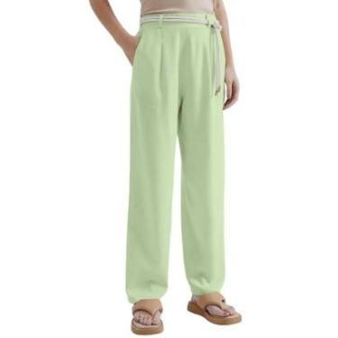 Imagem de Calça Feminina Hering Cintura Alta Em Viscolinho Verde-Feminino