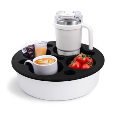 Imagem de Organizador de apoio de braço de sofá com suporte de copo, controle remoto e armazenamento de telefone, acessório de sofá e cama (branco-preto)