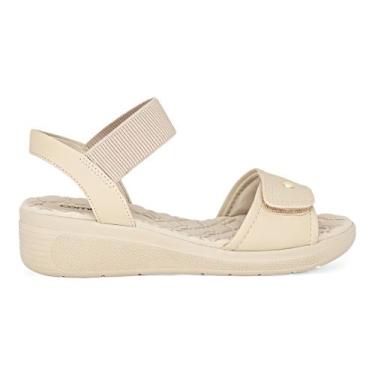 Imagem de Sandalia Comfortflex Ortopedica Anabela Papete Feminina, Bege, 36