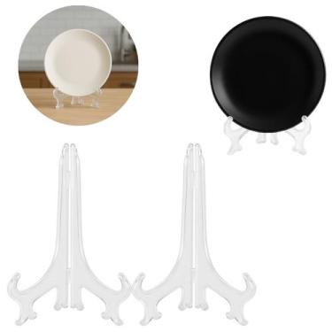 Imagem de 2 Suportes Decorativo Dobrável Transparente Para Prato 13cm - Fx