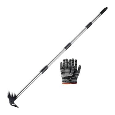 Imagem de Gralara Extrator de Ferramenta, Ancinho de Mão E Equipamento Ergonômico, Extrator E Removedor de Ferramenta para Plantio de Jardim E Pátio, 4 Seção