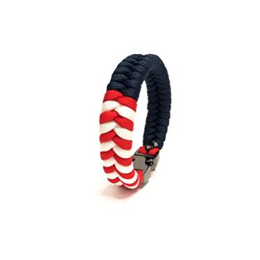 Imagem de TRU550 Pulseira masculina de sobrevivência com bandeira americana dos EUA com fivela de metal (tamanho 40), One Size, paracord