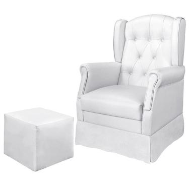 Imagem de Poltrona De Amamentação Letícia Com Balanço E Puff Corino Branco - Phoenix Baby Corino Branco