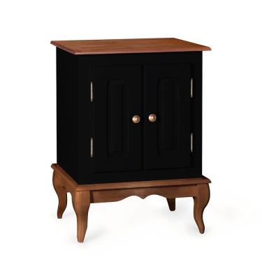 Imagem de Gabinete para Banheiro 2 Portas com Pés Luiz XV Dália 3057 - Preto/Imbuia Glazer