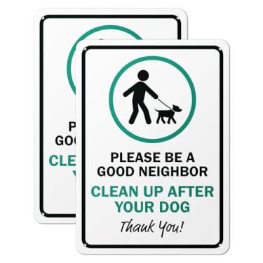 Imagem de 101SignCity "Please Be A Good Neighbor, Clean Up After Your Dog, Thank You!" Placa de jardim para casas e propriedades privadas - 25,4 cm x 35,5 cm de alumínio, pacote com 2