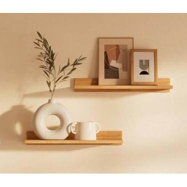 Imagem de Kit 3 Prateleiras de Madeira 50x10x5cm para Decoração  Quarto, Sala, C