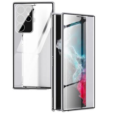Imagem de Capa para Samsung Galaxy S24 Ultra, à prova de choque de corpo inteiro, protetor de tela de vidro embutido, capa militar com ventosa magnética multicolorida