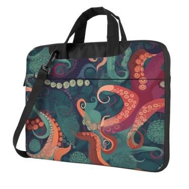 Imagem de Capa abstrata de polvo para laptop, à prova de choque, capa protetora para notebook, bolsa portátil à prova d'água para homens e mulheres, Preto, 13 inch