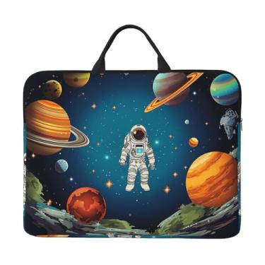 Imagem de Capa para laptop de astronauta foguete espacial sideral 14 polegadas bolsa de transporte para computador à prova de choque capa protetora para notebook bolsa portátil para laptop bolsa à prova d'água