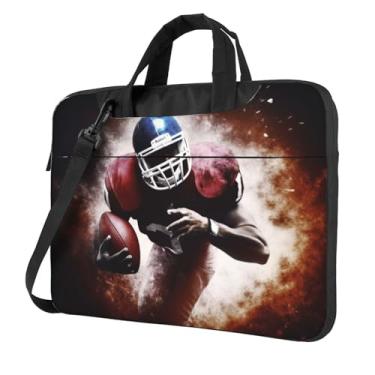 Imagem de Capa protetora para notebook de futebol americano à prova de choque bolsa portátil para laptop à prova d'água para homens e mulheres, Preto, 15.6 inch