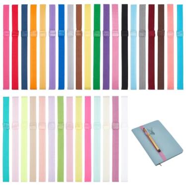 Imagem de PH PandaHall Marcadores de página elásticos de 34 cores, alça elástica para notebook, agenda, 15 mm de largura, correias elásticas ajustáveis para livros com suporte de caneta para notebook