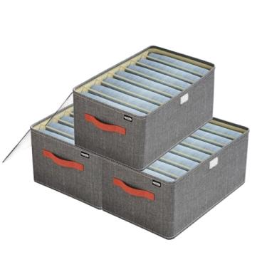 Imagem de Kit 3 Organizadores de Tecido Oxford - Caixa Dobrável 7 Divisórias com Tampa Protetora - Alças Reforçadas e Material Impermeável