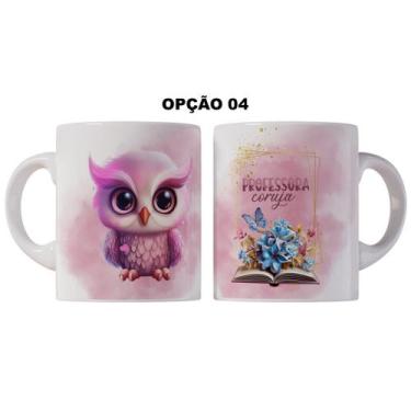 Imagem de Caneca 325ml Dia Dos Professores Professora Coruja Rosa - LARANJA E MI