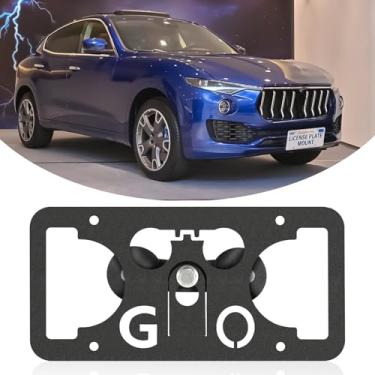 Imagem de Moldura frontal sem furadeira compatível com Maserati Levante 2017-2023 Suporte de montagem de grade de placa de carro antifurto Capas de etiqueta de carro à prova de ferrugem, acessórios de carro à