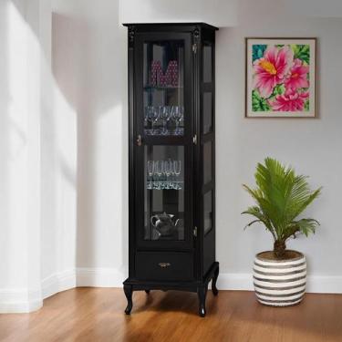 Imagem de Cristaleira de Madeira 1 Porta 1 Gaveta Espelho Pés Luiz XV - Meyer Mó