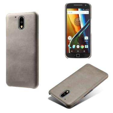 Imagem de Capa para MOTO G4 Plus,Proteção contra quedas,Casca de volta de cor sólida simples,Design de couro de imitação de plástico-Gray