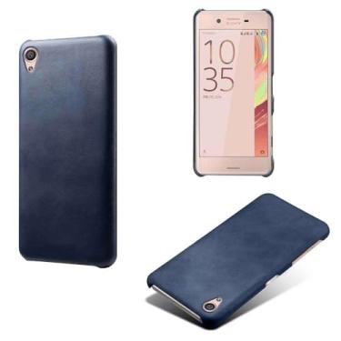 Imagem de Capa para Sony Xperia XA1 Plus,Proteção contra quedas,Casca de volta de cor sólida simples,Design de couro de imitação de plástico-Blue
