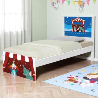 Imagem de Cama Solteiro com Cabeceira Adesivada Circo - CASA H