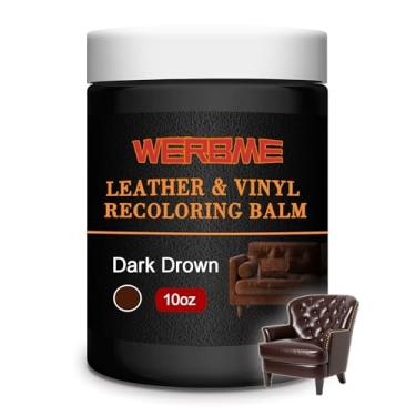 Imagem de WERBME Bálsamo de recoloração de couro, recoloração de couro marrom escuro de 293 ml, removedor de arranhões de couro, kit de reparo de couro para restauração e renovação de móveis, couro rachado,