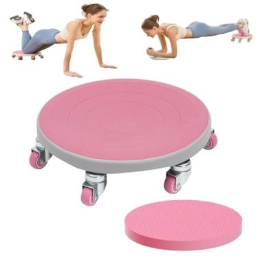 Imagem de CTREVL Prancha de roda abdominal com tapete, roda de rolo abdominal multifuncional para treino de abdominais com rotação de 360° para queima de gordura corporal completa e controle(Rosa)