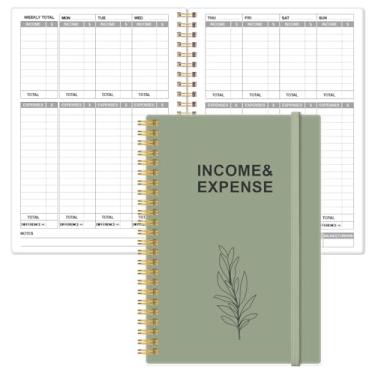Imagem de Heveboik Income & Expense Log Book - A5 Income and Expense Ledger Book for Small Business, Accounting Bookkeeping Tracking Ledger Log Book for Woman and Man, 5.5" x 8.5", Green Leaf