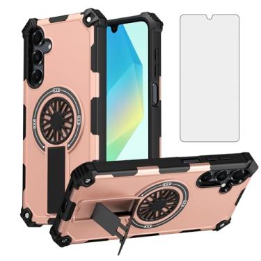 Imagem de Asuwish Capa de celular para Samsung Galaxy A26 5G com película protetora de tela de vidro temperado e suporte magnético à prova de choque fina híbrida para meninos acessórios de celular A 26 26A LTE