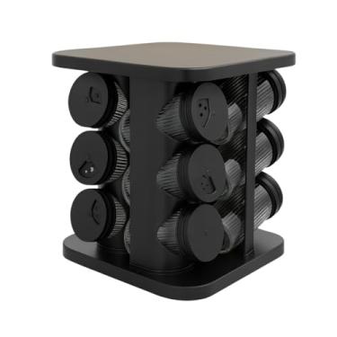 Imagem de Porta Temperos Giratório 12 Potes de Vidro Diamond e Lines Porta Condimentos 12 Potes de Vidro